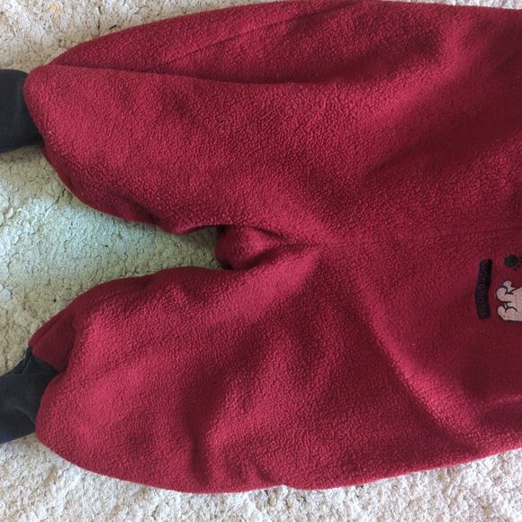 Vintage Baby B'gosh 18 Month Red Fleece Polar Bear Jump Suit Unique Unisex XMAS - Picture 3 of 7